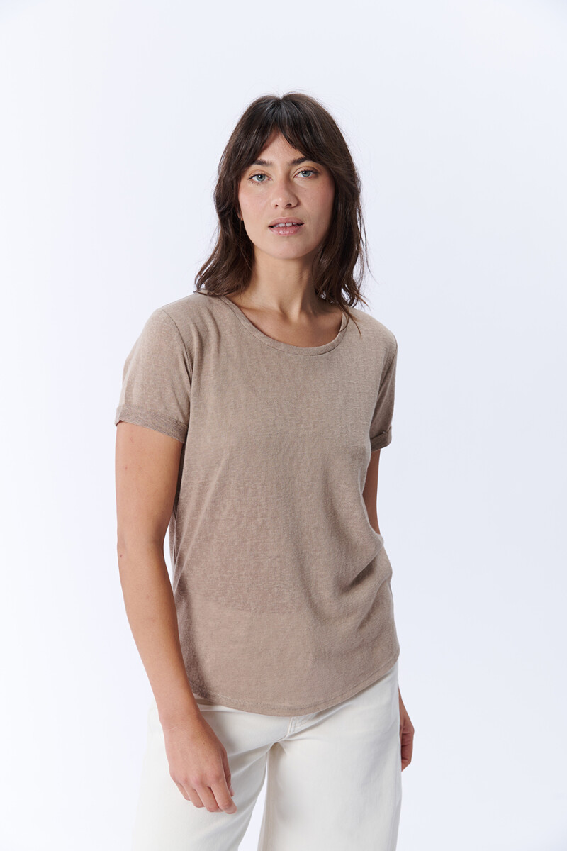 Camiseta manga corta ramio - Taupe 