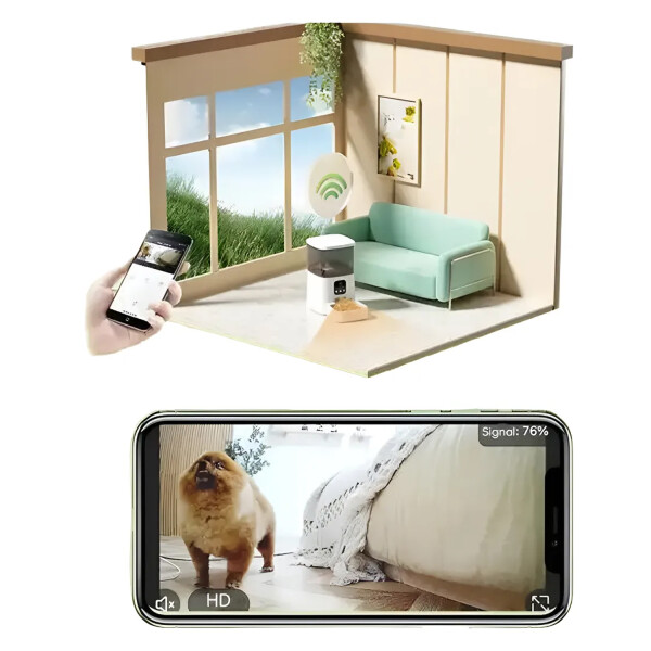 Alimentador Mascotas Dispensador Alimento Smart Camara ALIMENTADOR SMART PL C/CAMARA JKQA002 6L