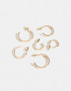 Aros Argollas Set Metal Set De Argollas - Dorado