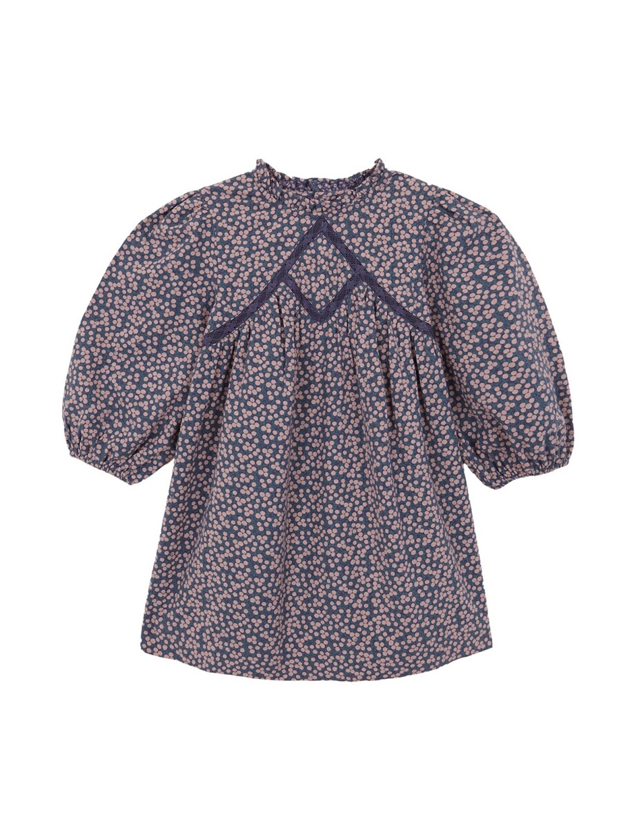 Vestido Flores Azul Medio Oscuro