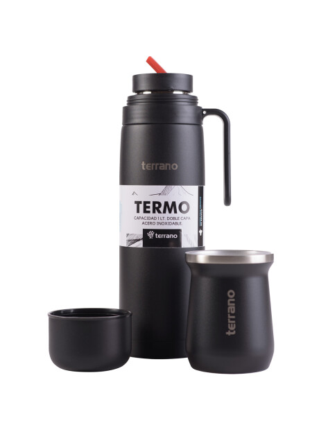 Set Termo + Mate Acero Tradicional Negro