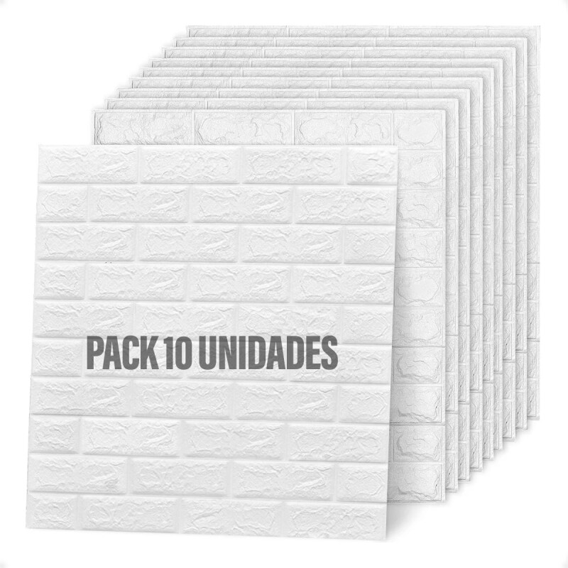 Placa Revestimiento de Pared Autoadhesiva Ladrillo Blanco X10
