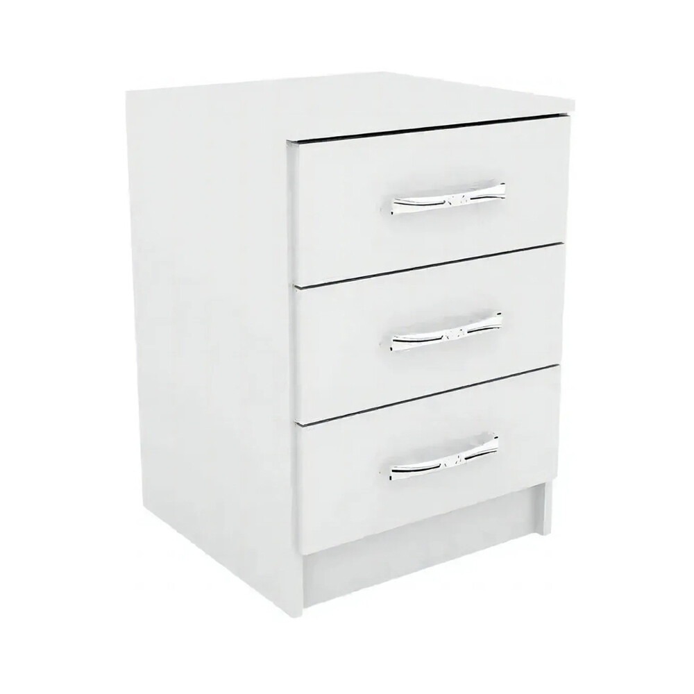 Mesa De Luz Cajonera 3 Cajones Dormitorio Sommier Cama BLANCO