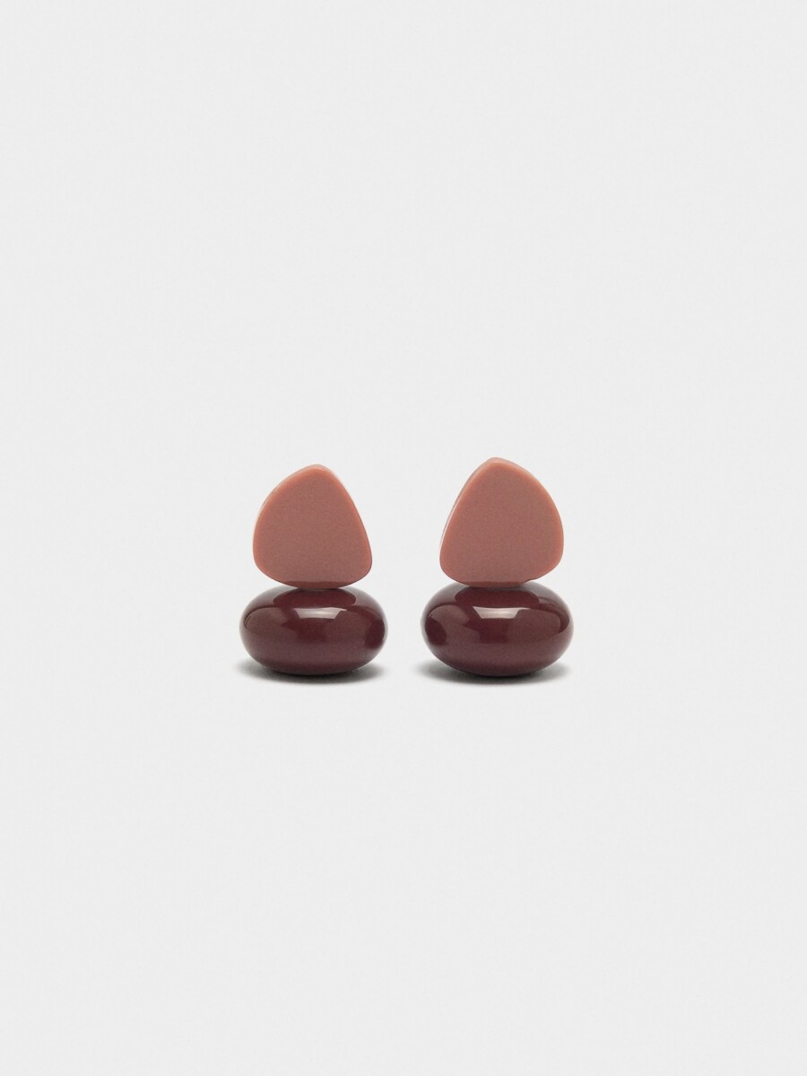 Pendientes Cortos Con Resina rosa