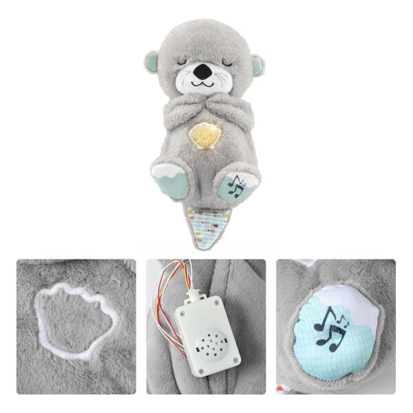 Peluche Nutria Bebé Respira Y Relaja Dormir Niño Tendencia Color Variante Gris