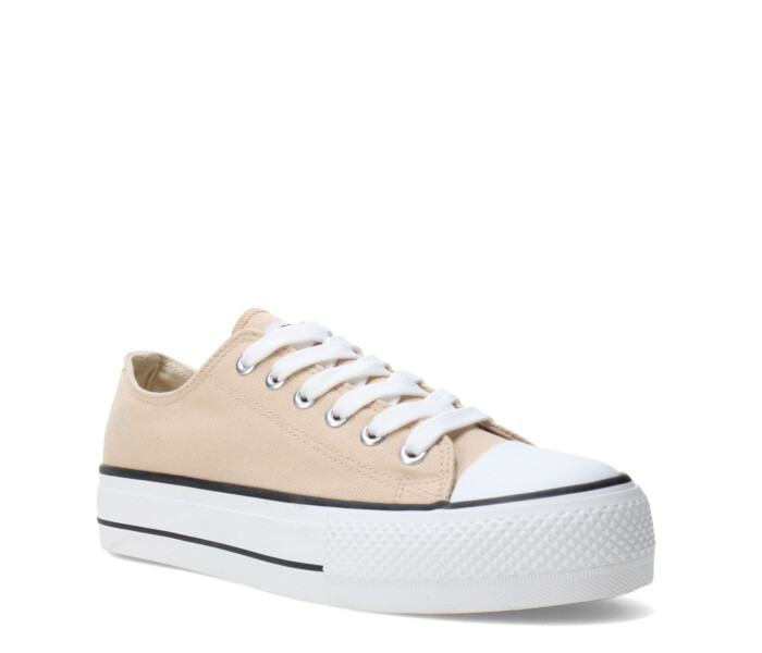 Championes MissCarol Lorcast Acordonado Con Plataforma Femenino Beige