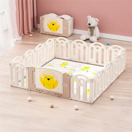 Corral Cerco Pelotero Plegable 1.59x1.59 + Alfombra Beige