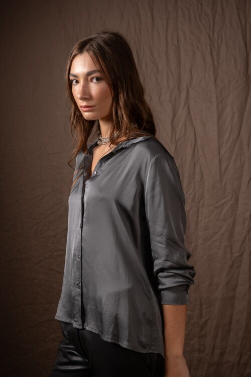 Camisa lisa dama Gris