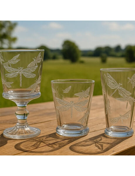 VASO LARGO VIDRIO LABRADO 410ML INCOLORO LIBELULA VASO LARGO VIDRIO LABRADO 410ML INCOLORO LIBELULA