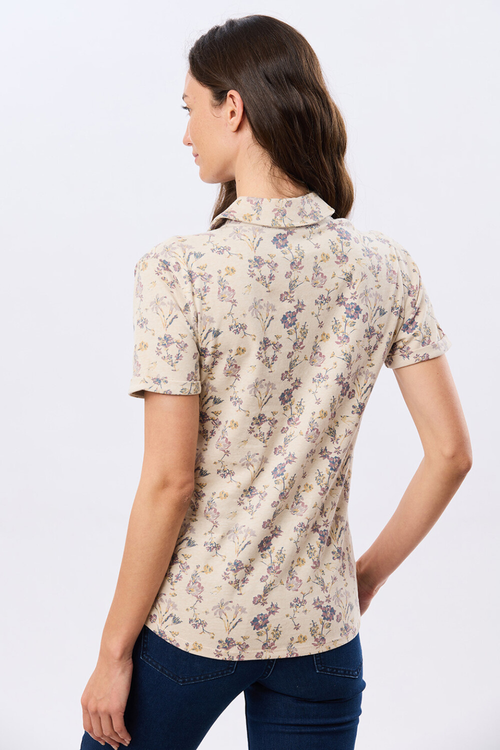 CAMISA ESTAMPADA DE ALGODÓN Beige
