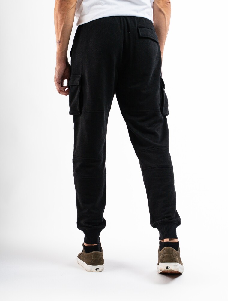 Pantalón Cargo de Felpa Negro