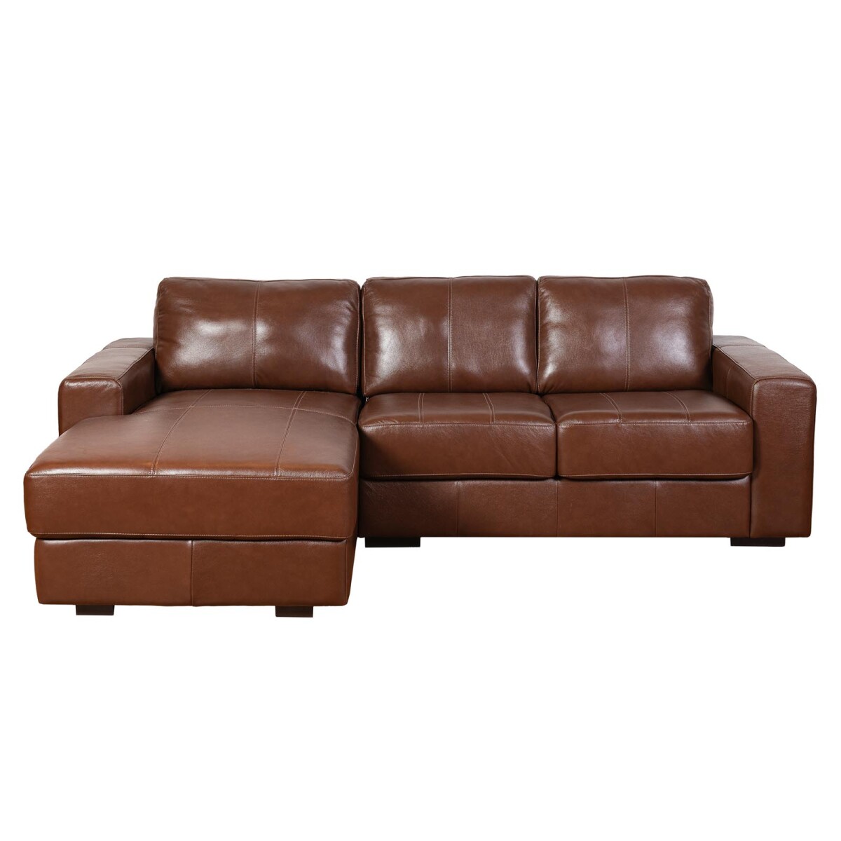 SOFA C/CHAISE - MÁS DE 4 CUERPOS CUERO-100-NATURAL MARRON TEXAS CARAMELO 