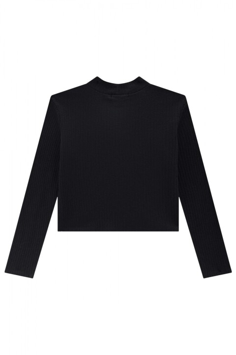 Blusa Boxy Tejido Acanalado Negro