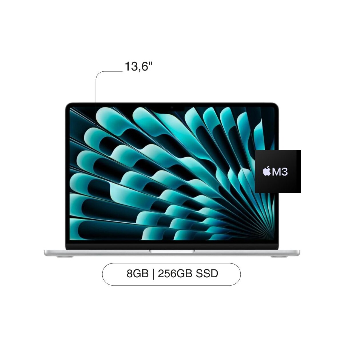 APPLE Macbook Air MRXQ3LL/A 13.6' 256GB SSD / 8GB M3 Chip - Silver 