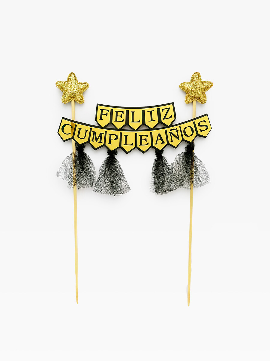 TOPPING TORTA FELIZ CUMPLEAÑOS - DORADO 