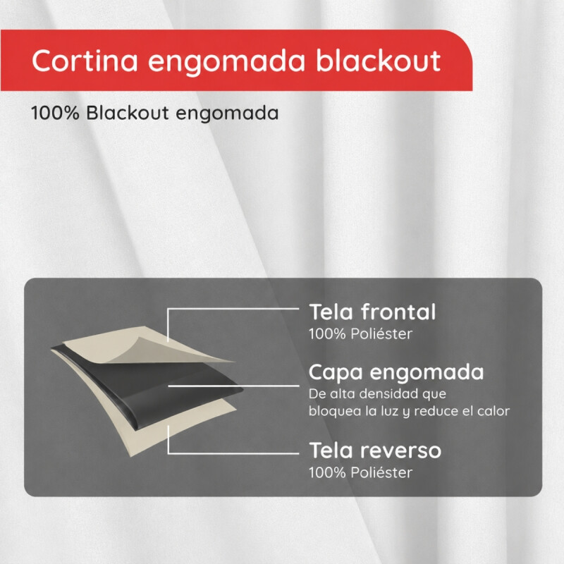 Cortina 100% Blackout 1 paño 135 x 230 BLANCO