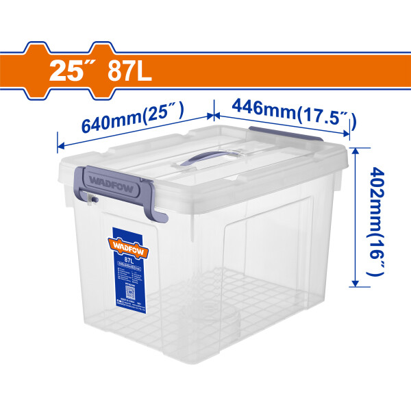 CAJA CONTENEDOR PLASTICO APILABLE TRANSPARENTE 87LT WADFOW WTB2390 CAJA CONTENEDOR PLASTICO APILABLE TRANSPARENTE 87LT WADFOW WTB2390