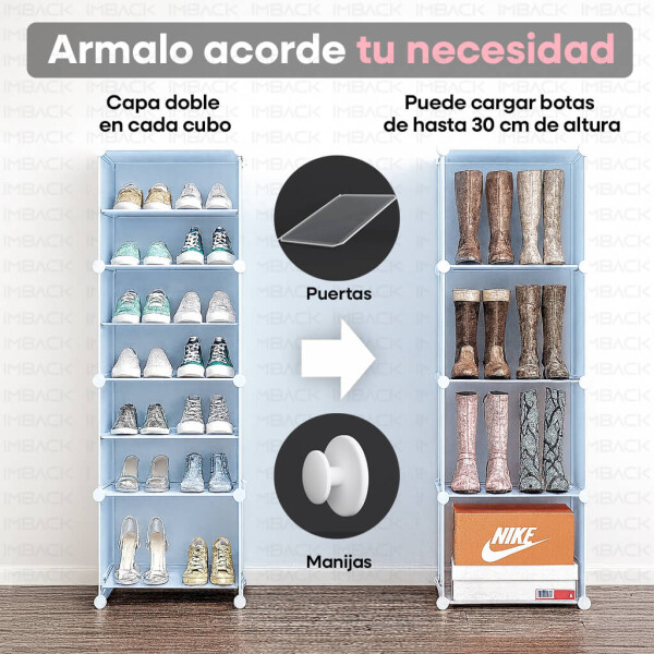 Armario Organizador de Zapatos IMBACK IBK-PLC007 | 3 Pisos, 3 Puertas Esmeriladas, Compacto y Versátil Azul Armario Organizador de Zapatos IMBACK IBK-PLC007 | 3 Pisos, 3 Puertas Esmeriladas, Compacto y Versátil Azul
