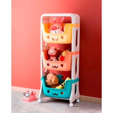 Mueble organizador infantil con 3 cajones y rueditas 95x35x39,5cm Blanco