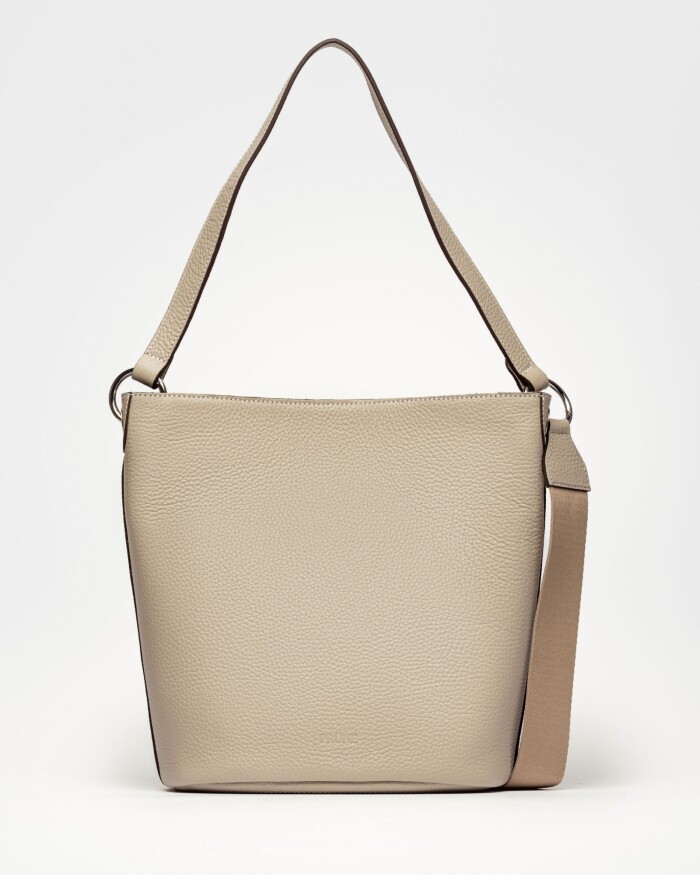 Cartera al hombro Anya en cuero graneado Taupe