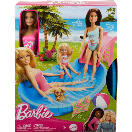 Barbie - Piscina Con Tobogan Y Muñeca Barbie - Piscina Con Tobogan Y Muñeca