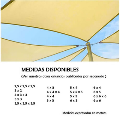 Toldo vela 2.5 x 2.5 x 2.5 metros sombra TOSTADO Toldo vela 2.5 x 2.5 x 2.5 metros sombra TOSTADO