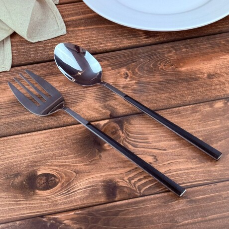 Set de Cubiertos para Ensalada Inox Mango Negro Set de Cubiertos para Ensalada Inox Mango Negro