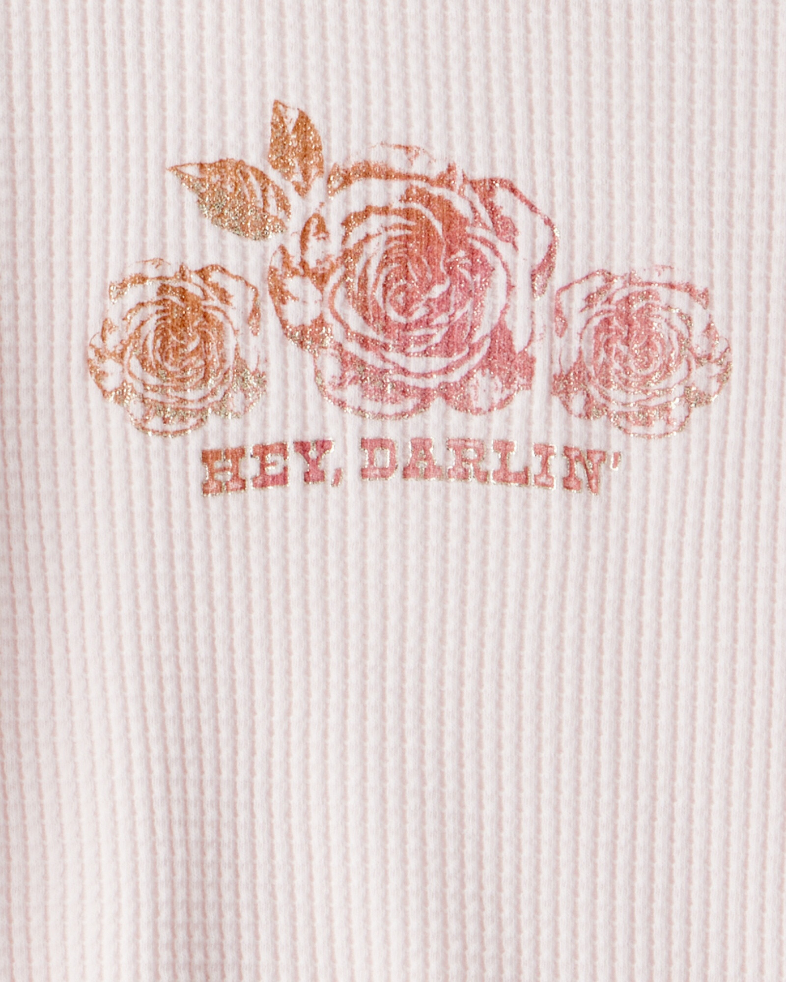 Remera de algodón térmico, rosada, estampa floral Sin color