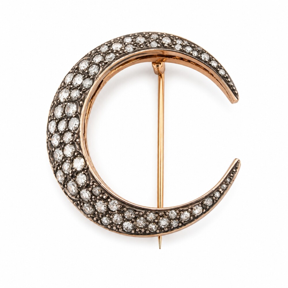 Prendedor Oro 18K, Plata Y Diamantes Prendedor Oro 18K, Plata Y Diamantes