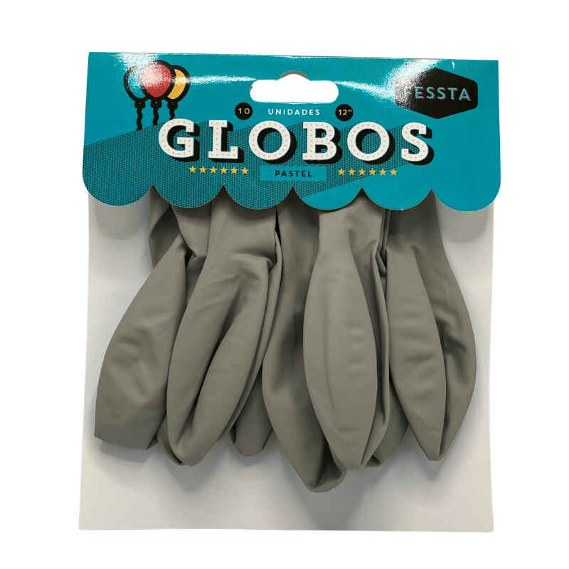 Globos X10 Tamaño R12 Gris Pastel