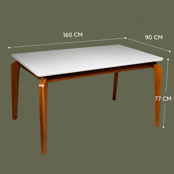 Mesa Comedor ComboHome Petra Premium 160x90 Cm Madera Vidrio Marrón 1