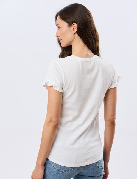 REMERA DE ALGODÓN CON VOLADO Blanco