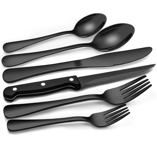 Juego de 24 Cubiertos De Acero Inoxidable Cocina Imback Negro Juego de 24 Cubiertos De Acero Inoxidable Cocina Imback Negro