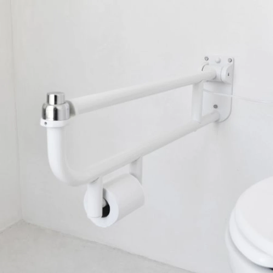 Barral rebatible con porta rollo Barral rebatible con porta rollo