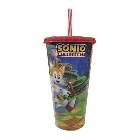 Vaso Plástico con Pajita Sonic 700ml U