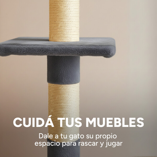 Rascador Torre 5 Niveles En Felpa Y Sisal Para Gato Juego Gris Oscuro
