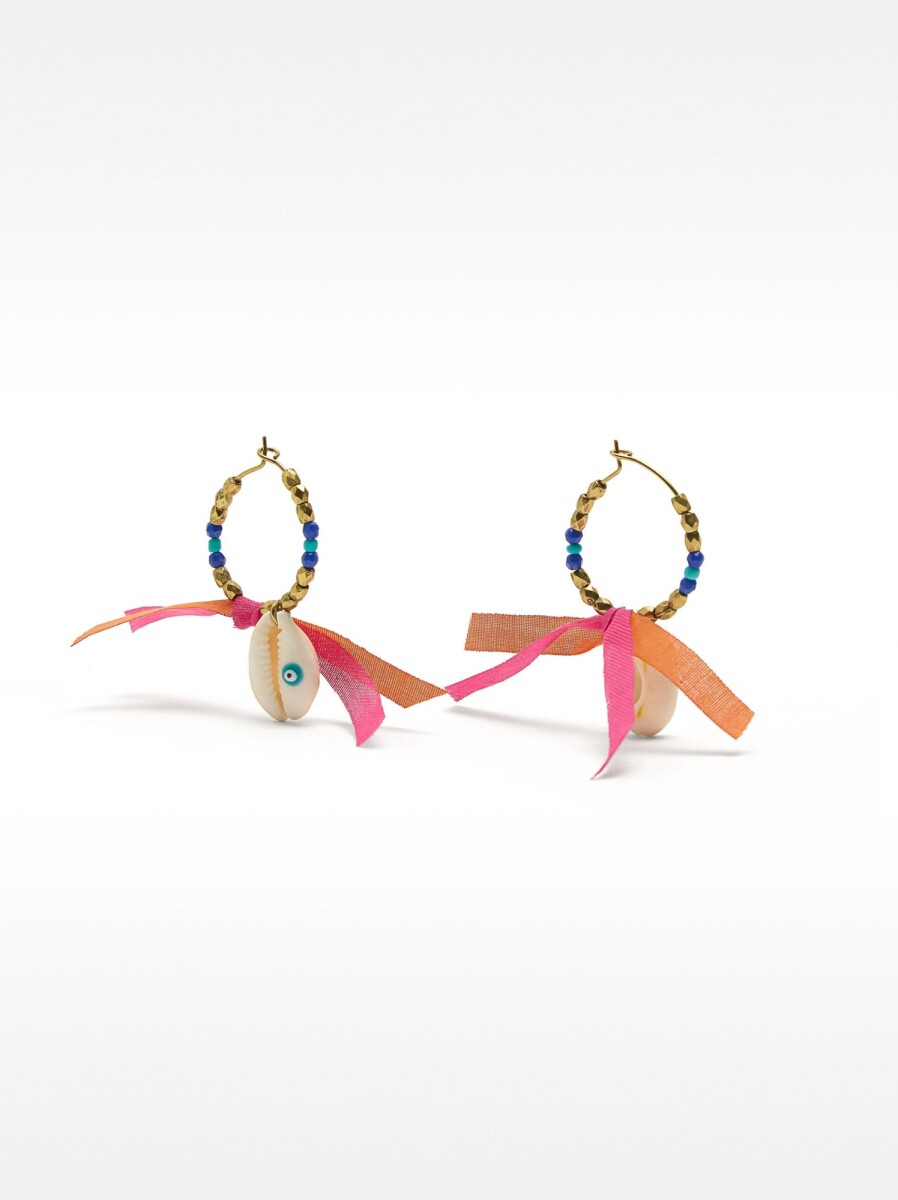 Aros Con Conchas Y Lazos - multicolor 