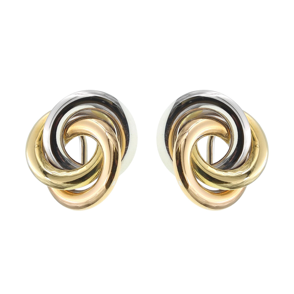 Caravanas Tres aros de tres tonos de oro 18k con cierre Clip 