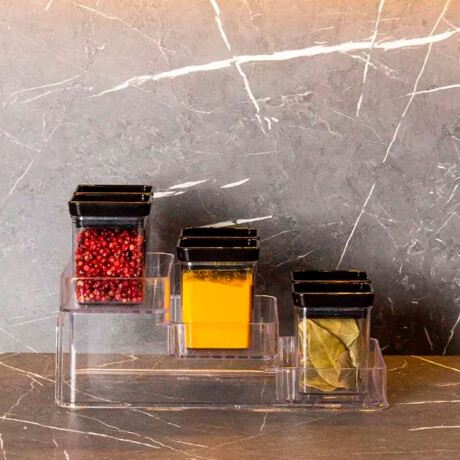 Kit Especiero X7 Lumini Frascos para Condimentos y Soporte Negro