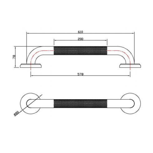 BRAZO DUCHA BARRA ACERO INOXIDABLE METAL SATINADA 61CM 000