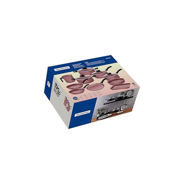 BATERIA DE COCINA TRAMONTINA LINZ 10 PIEZAS ROSA