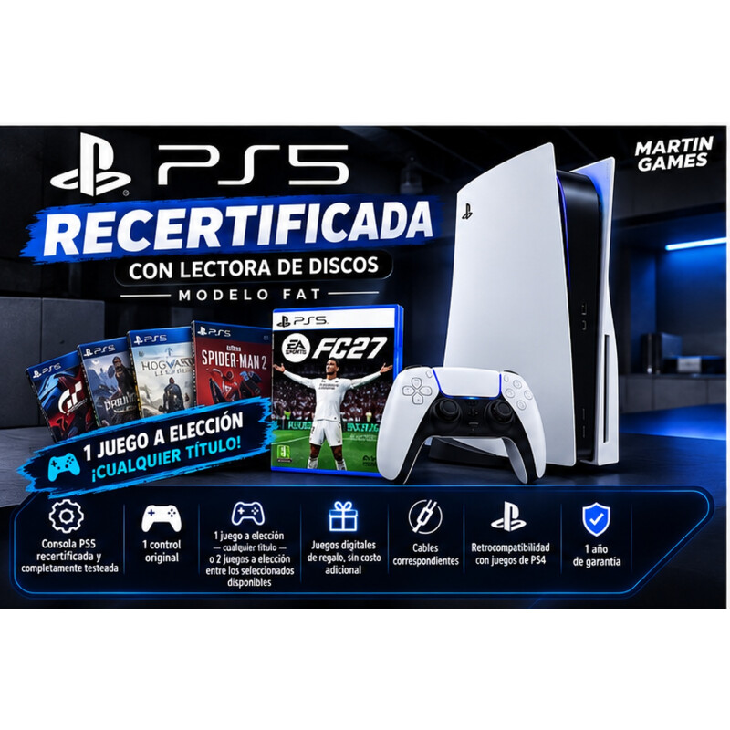 PS5 RECERTIFICADA MODELO FAT CON LECTORA PS5 RECERTIFICADA MODELO FAT CON LECTORA