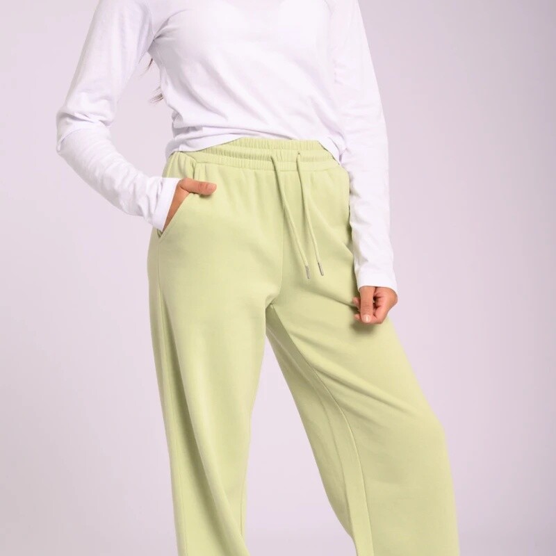 Pantalon Dama Alg.C/Felpa Ancho Canva XS-XL Verde