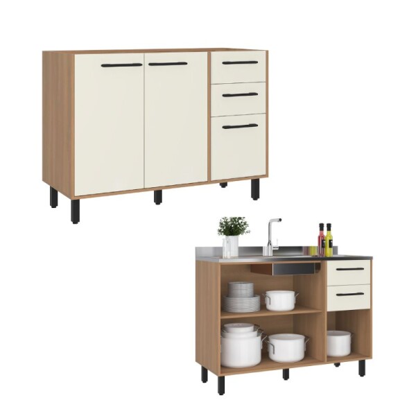 COCINA MODULADA 2.55 MT ROBLE/CHAMPAGNE - HAVANA COCINA MODULADA 2.55 MT ROBLE/CHAMPAGNE - HAVANA