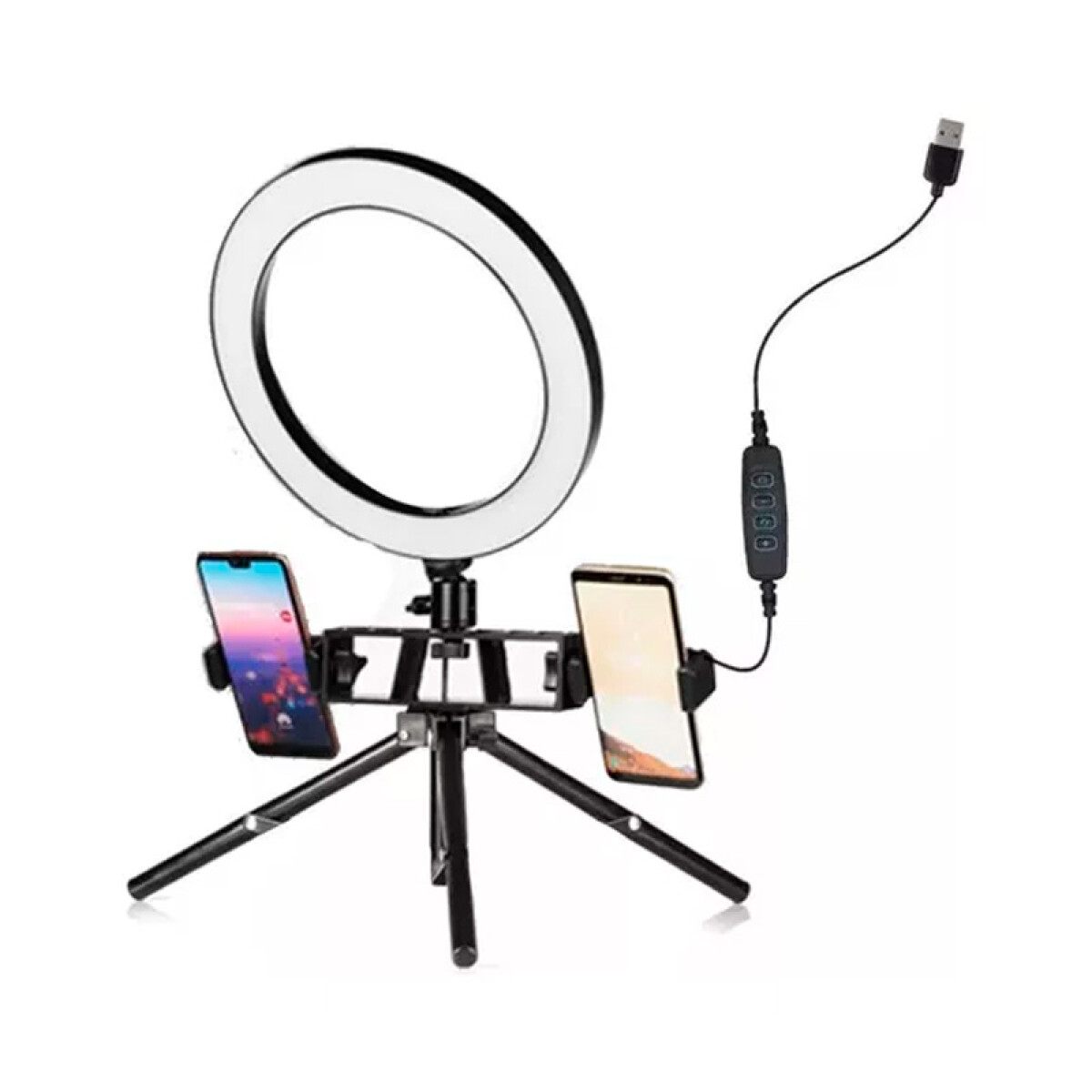 Anillo de luz LED 16cm Tripode Soporte doble para celular 