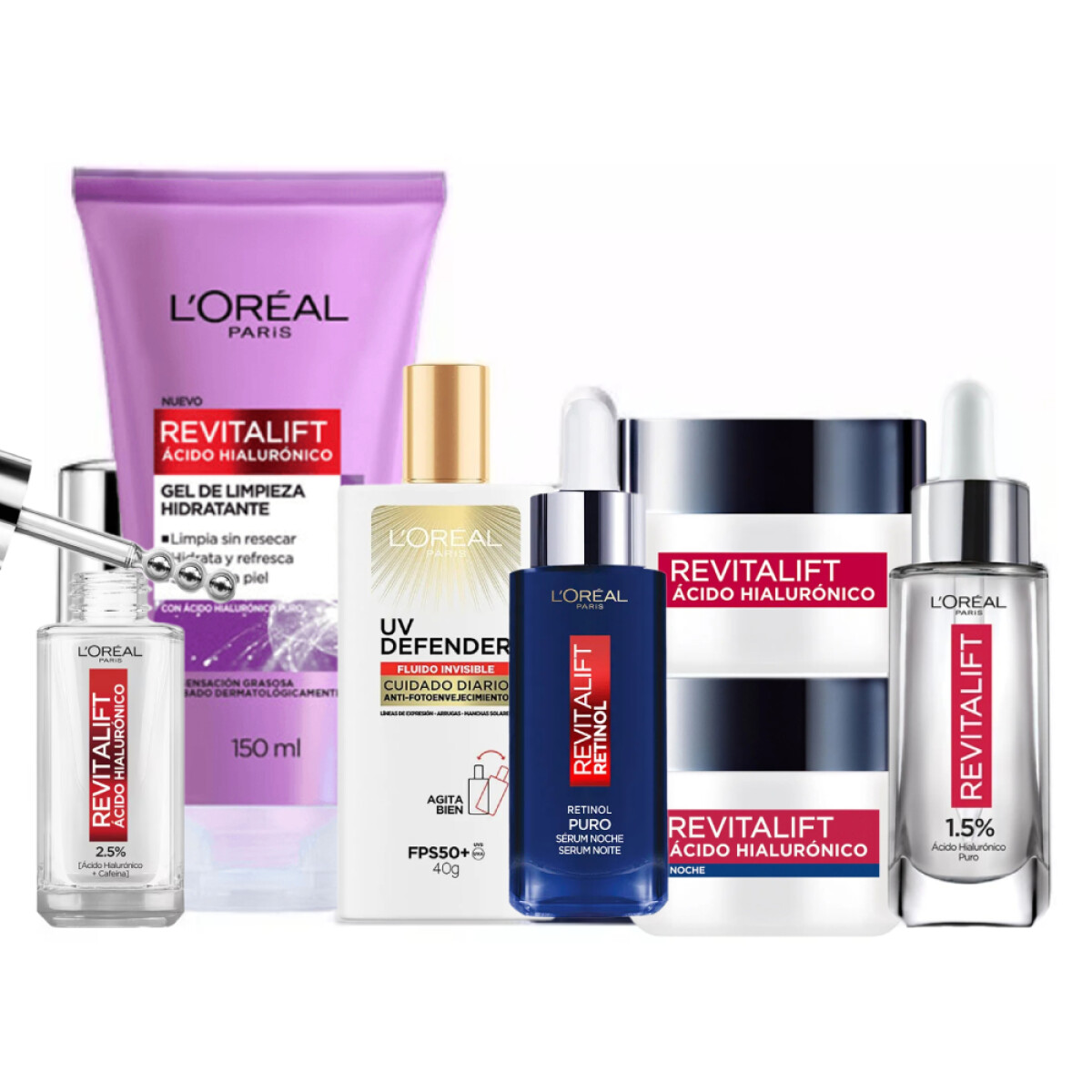 Pack L'Oréal Paris Protector Solar + Cremas Día Y Noche + 3 Serums + Gel De Limpieza 
