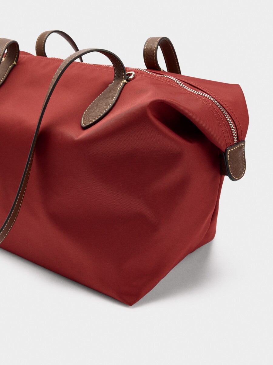 Bolso Shopper Liso De Nylon rojo