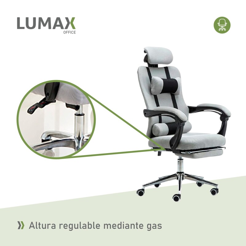 Silla Ejecutiva Lumax Wynn Ergonómica Con Apoyapiés Retráctil Para Oficina Gris