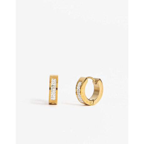 Argollas De Acero Con Strass Dorado