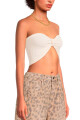 FLORAL FRILLS KNOTTED BANDEAU Crema